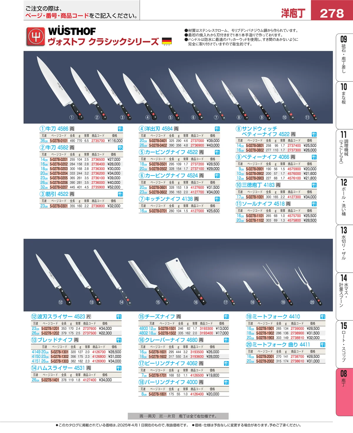 EBM業務用厨房用品カタログvol.25・ページ番号278・ホテルパン・ガストロノームパン
