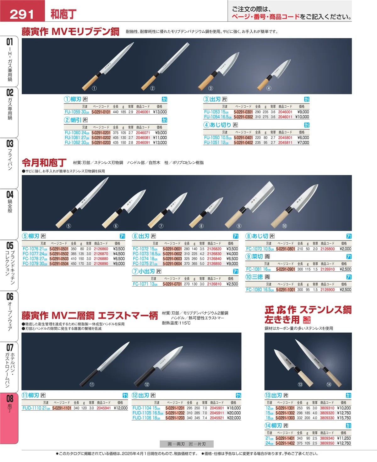 EBM業務用厨房用品カタログvol.25・ページ番号291・ホテルパン・ガストロノームパン
