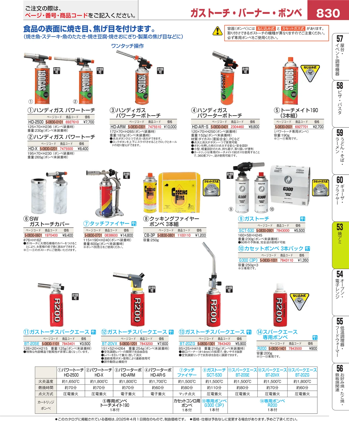 EBM業務用厨房用品カタログvol.25・ページ番号830・電気・ガスコンロ