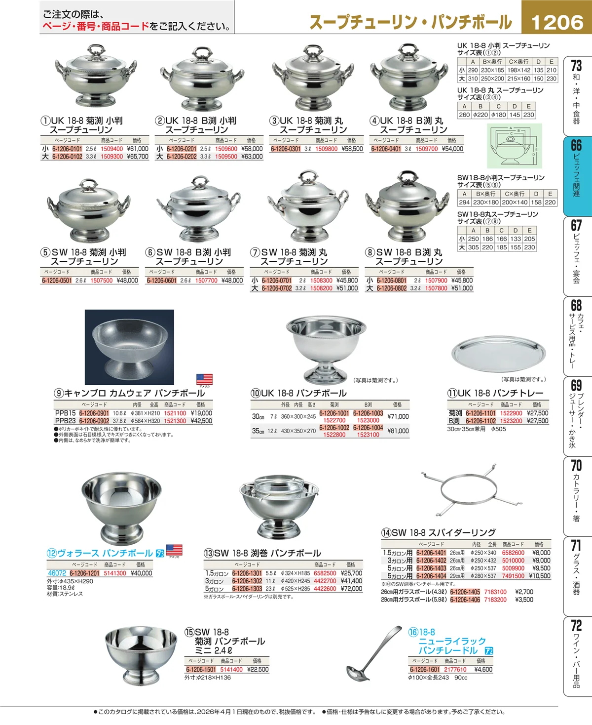 EBM業務用厨房用品カタログvol.26・ページ番号1206・冷温機器