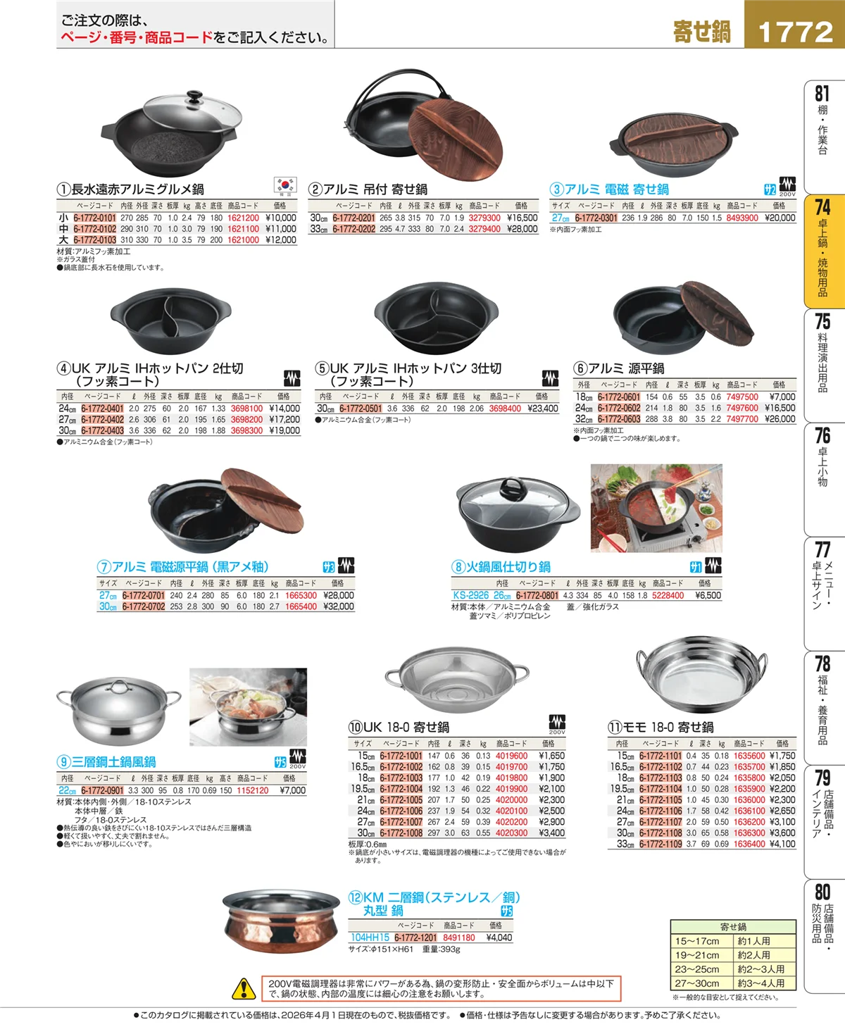 EBM業務用厨房用品カタログvol.26・ページ番号1772・和・洋・中 食器