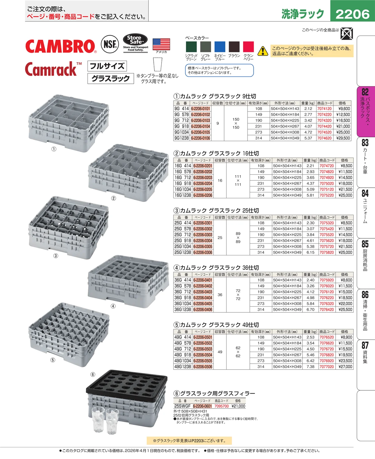 EBM業務用厨房用品カタログvol.26・ページ番号2206・棚・作業台