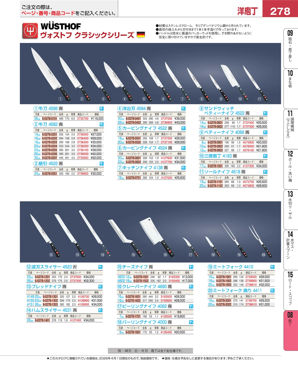 EBM業務用厨房用品カタログvol.26・ページ番号278・ホテルパン・ガストロノームパン