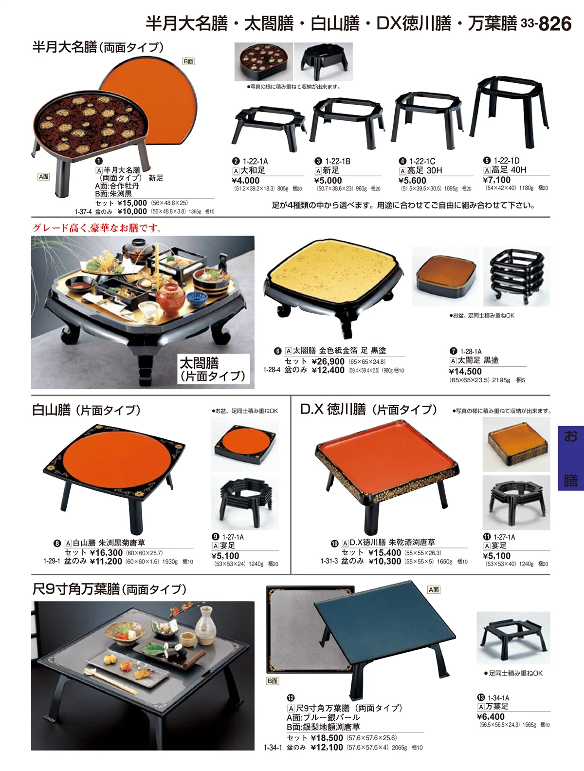 割烹漆器vol.33・ページ番号826・お膳