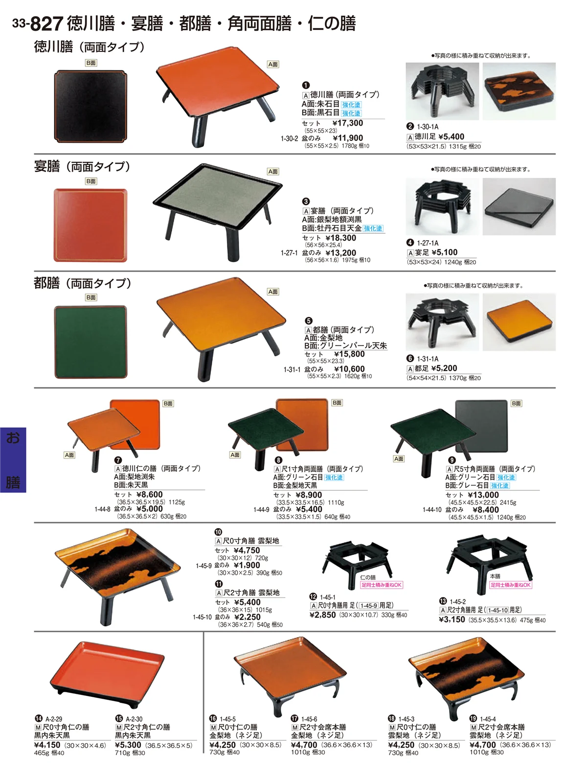 割烹漆器vol.33・ページ番号827・お膳