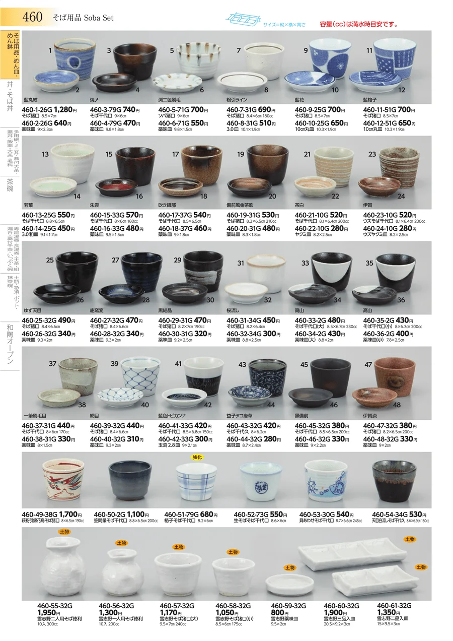 そば用品・めん皿・めん鉢 ページ460