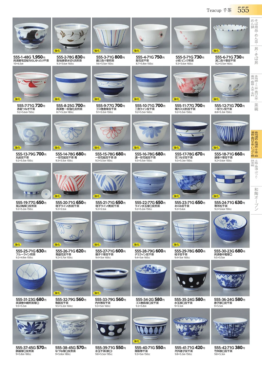 寿司湯呑・長湯呑・千茶・組湯呑・蓋付千茶・いっぷく碗 ページ555
