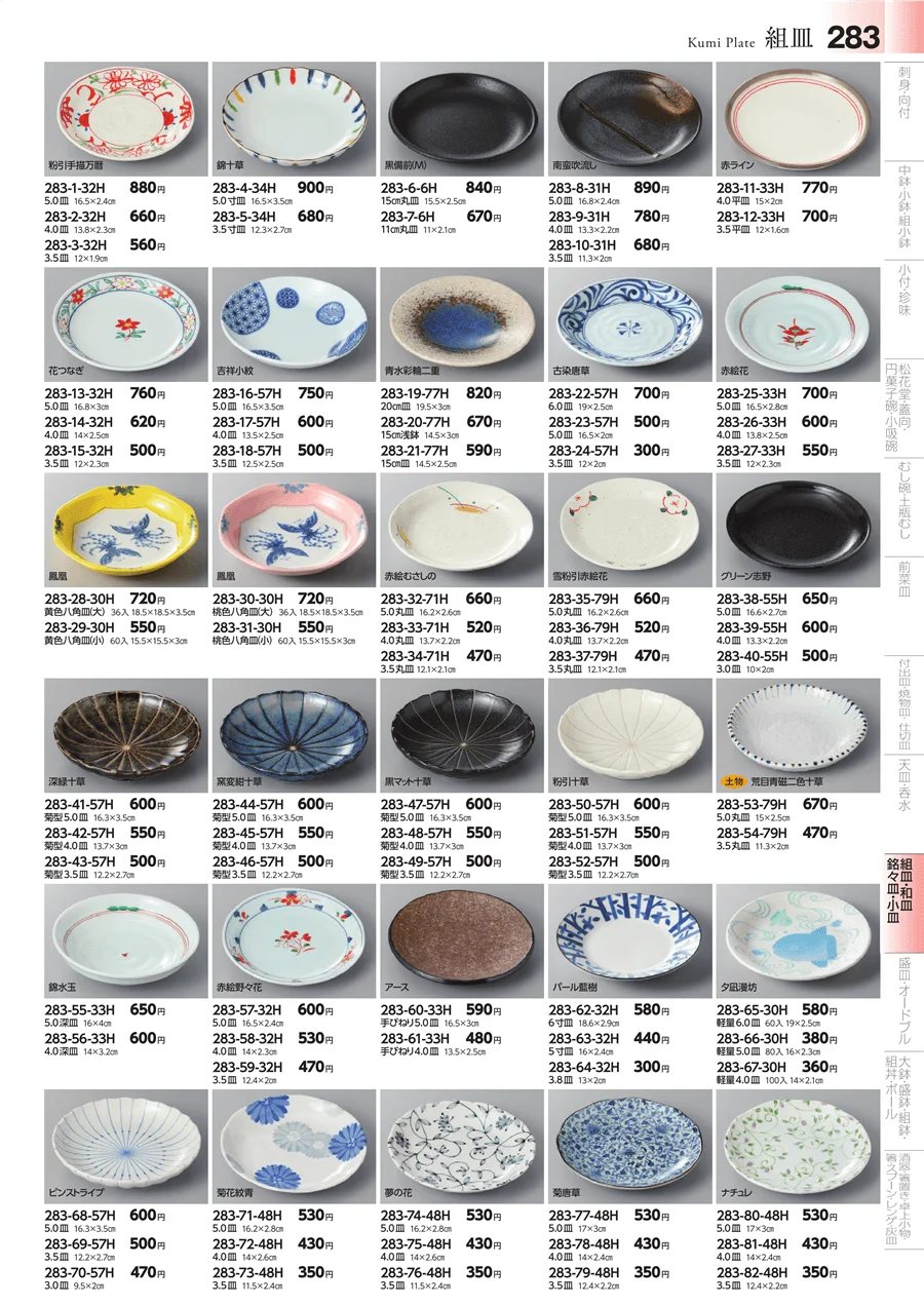 丸皿・組皿・小皿 ページ283