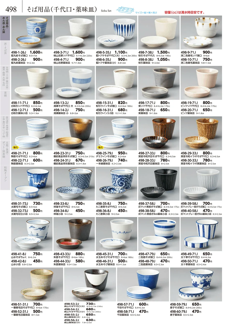 卓上小物・蓋物・カメ・薬味入・すり鉢・灰皿 ページ498