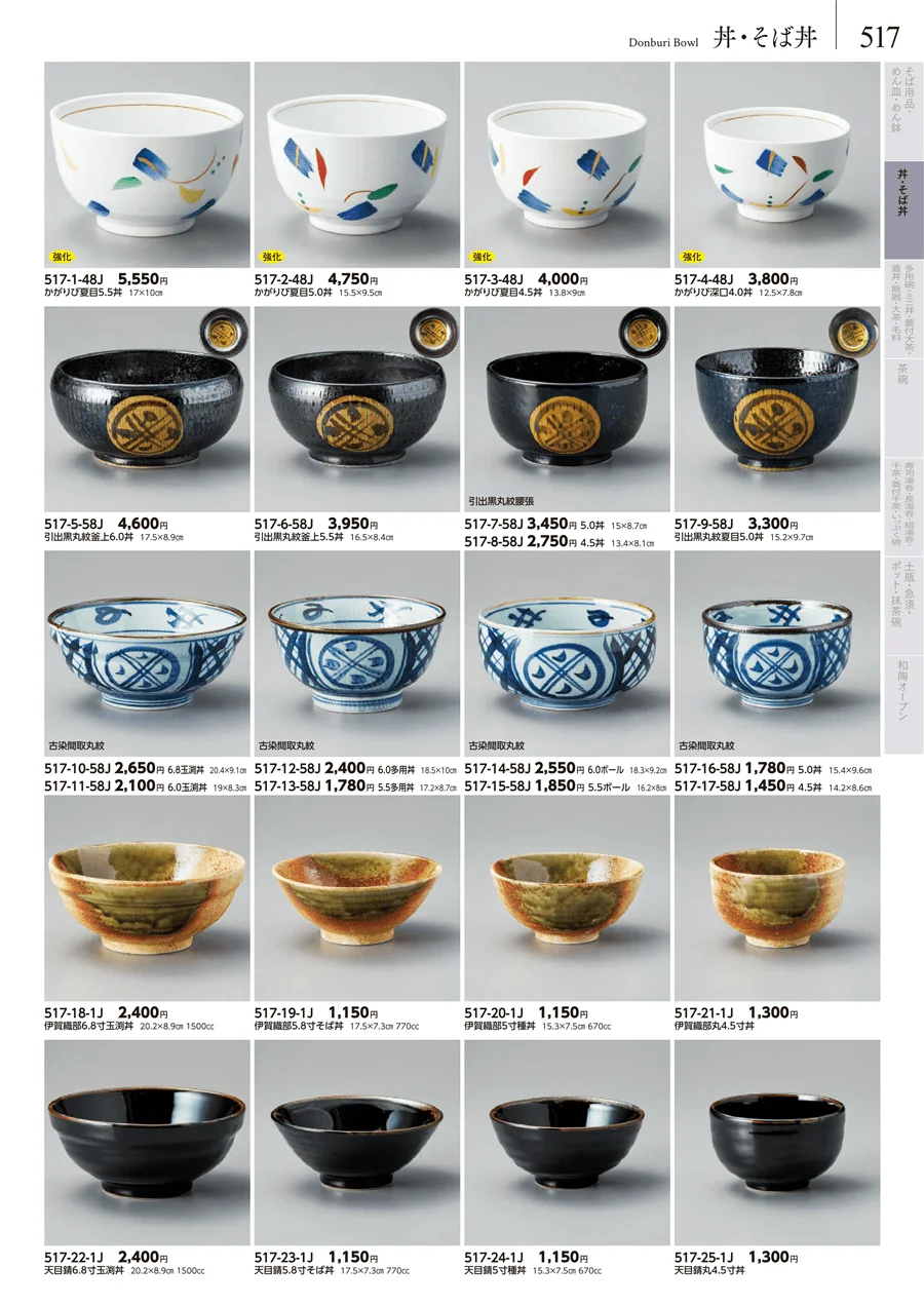 卓上小物・蓋物・カメ・薬味入・すり鉢・灰皿 ページ517