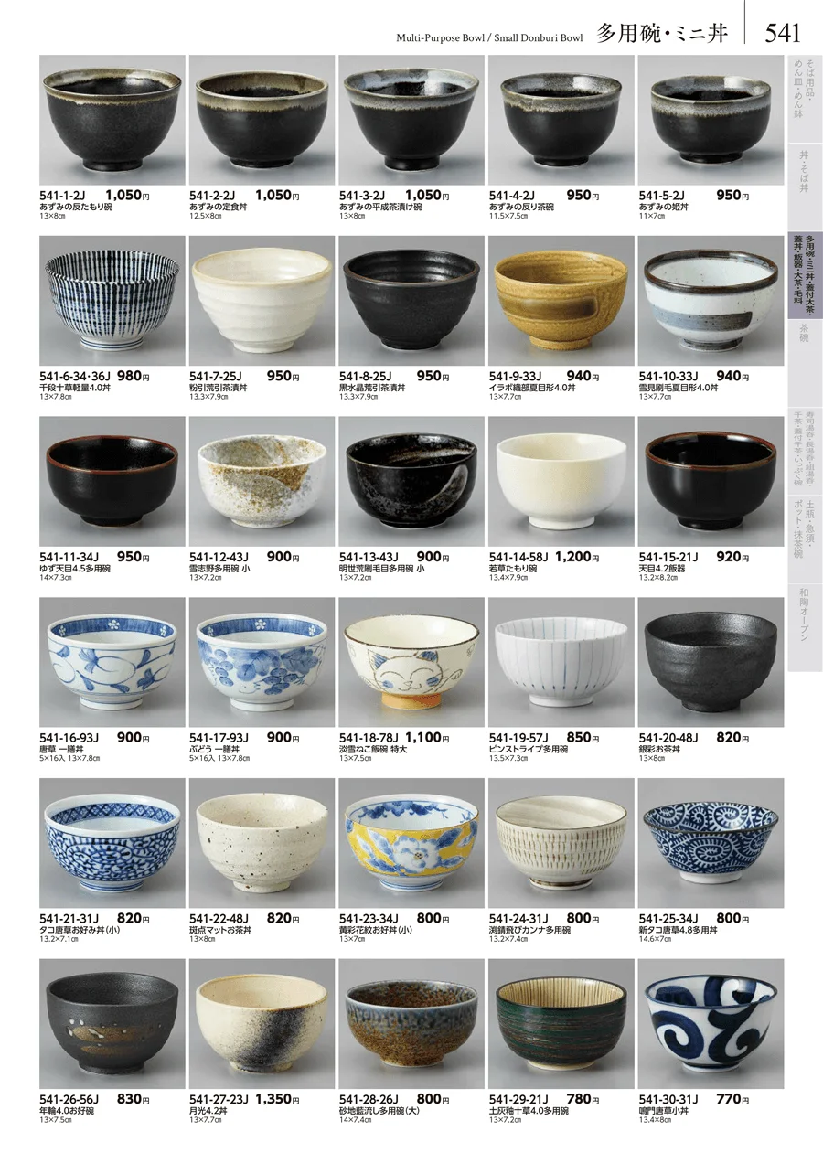 卓上小物・蓋物・カメ・薬味入・すり鉢・灰皿 ページ541