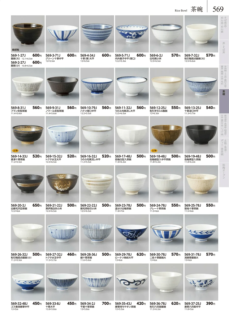 卓上小物・蓋物・カメ・薬味入・すり鉢・灰皿 ページ569