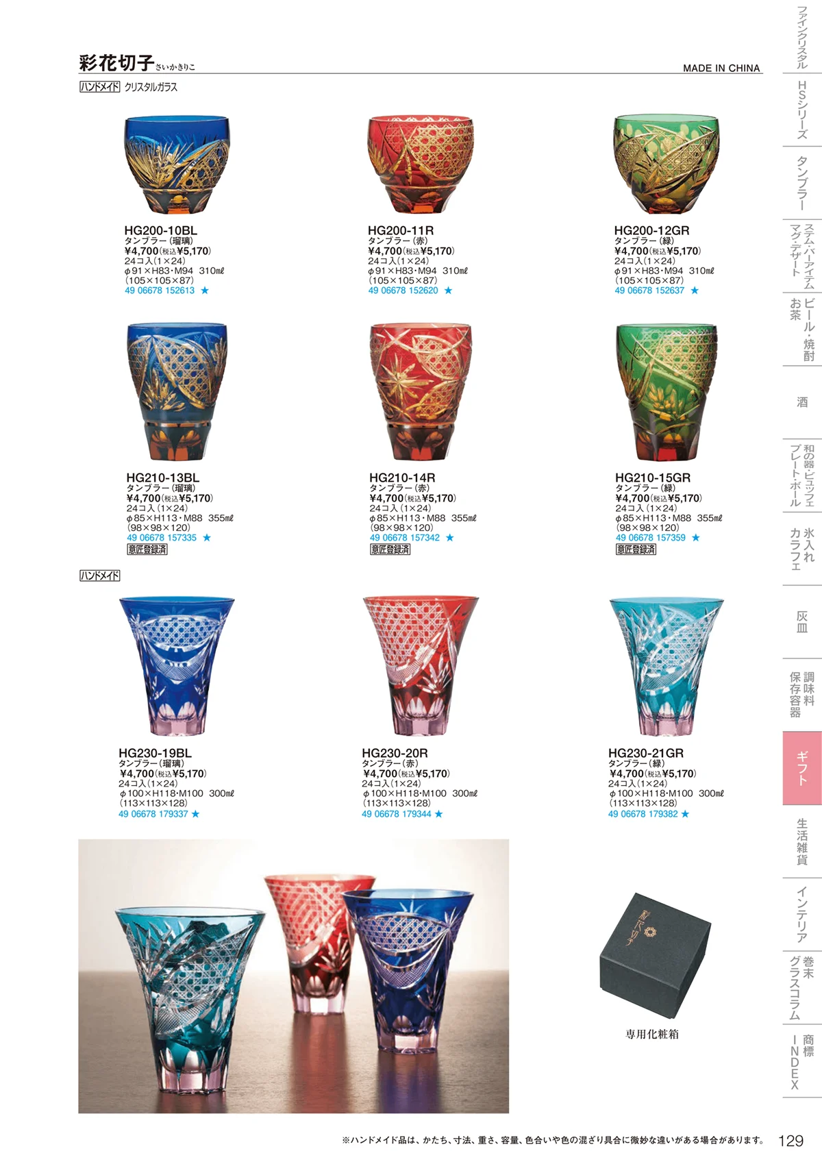 東洋佐々木ガラス2022・ページ番号129・ギフト・生活雑貨