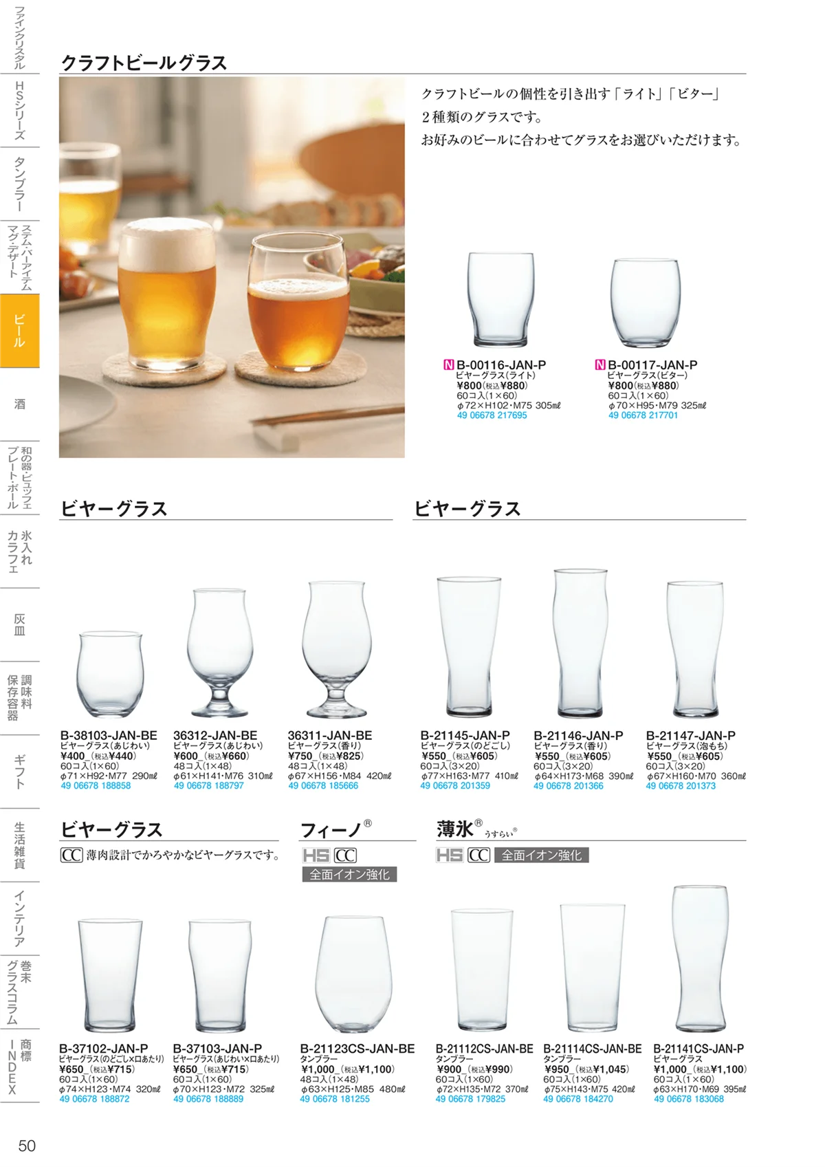 東洋佐々木ガラス2023・ページ番号50・マグ・ビール