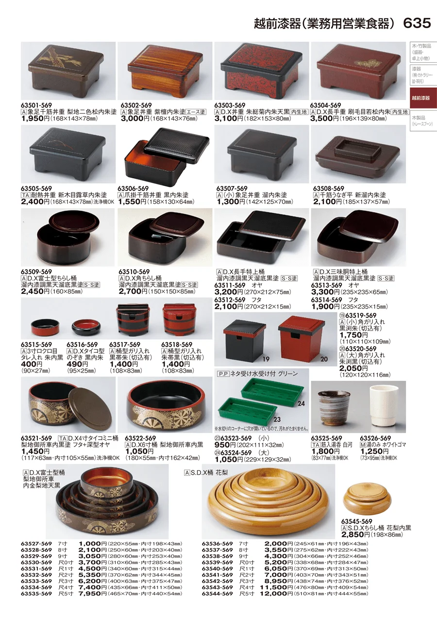 越前漆器（業務用営業食器） ページ635
