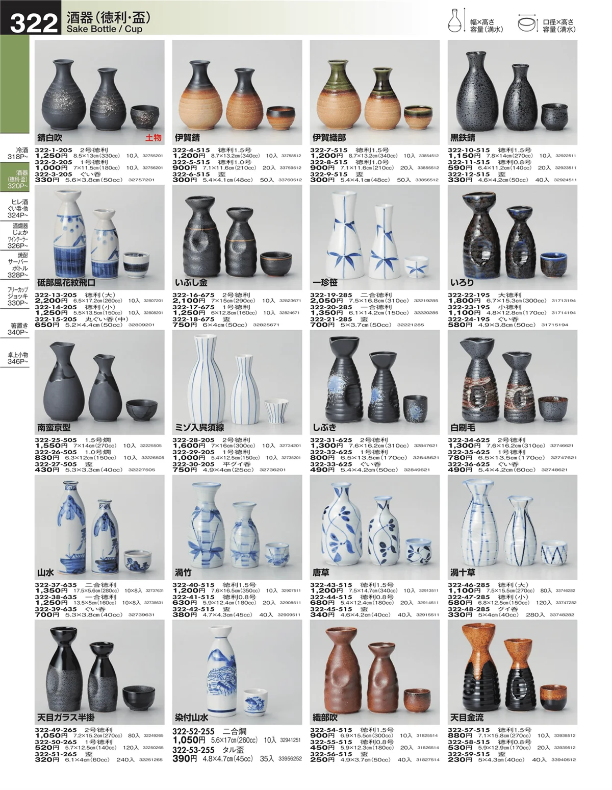うつわ・ページ番号322・酒器（徳利・盃）