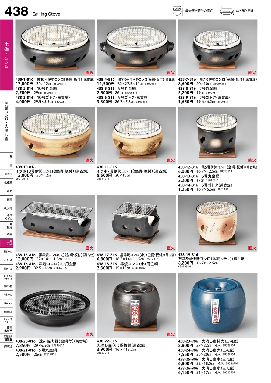民芸コンロ・火消し壷 ページ438