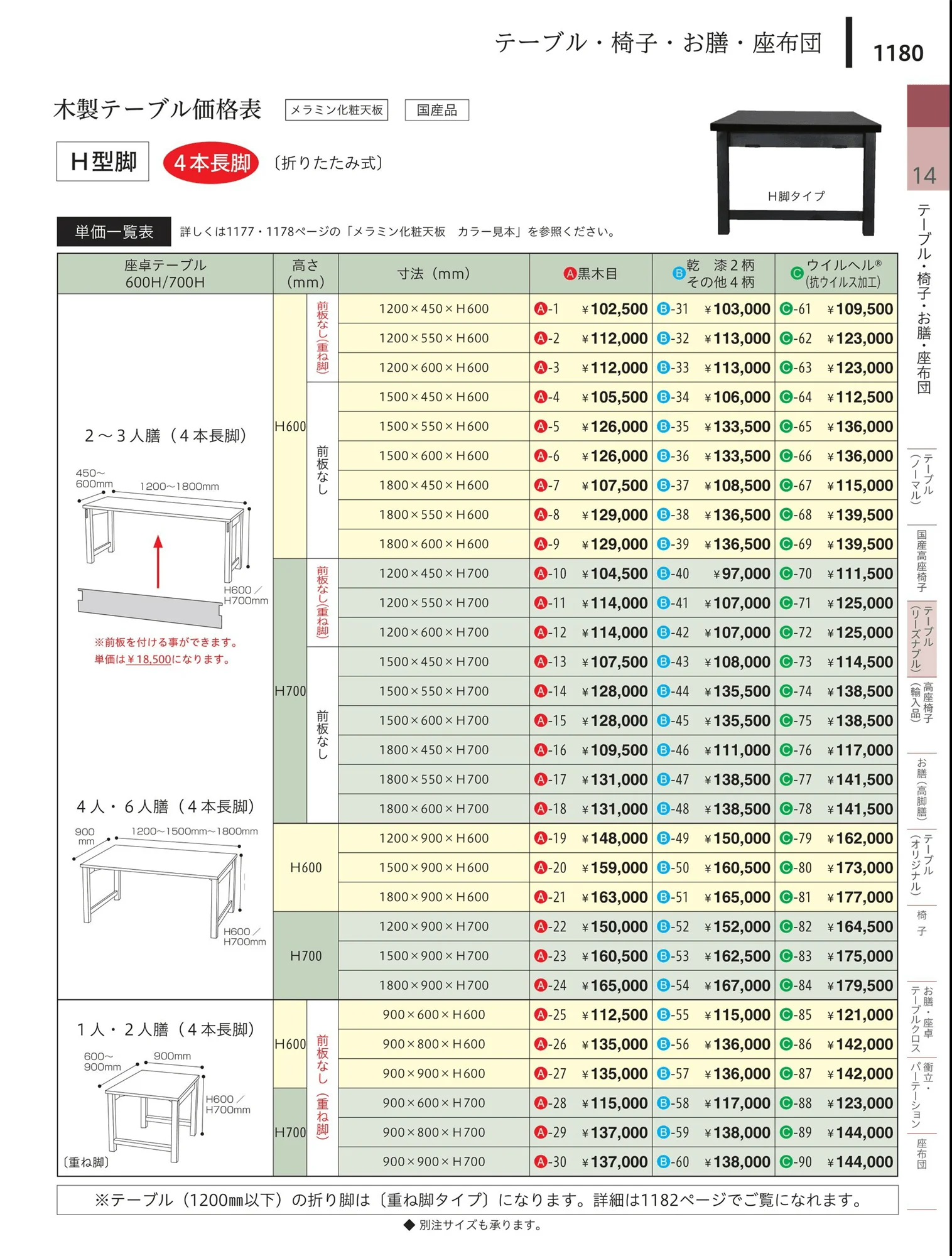 やすらぎvol.34・ページ番号1180・木製・固定型丸脚