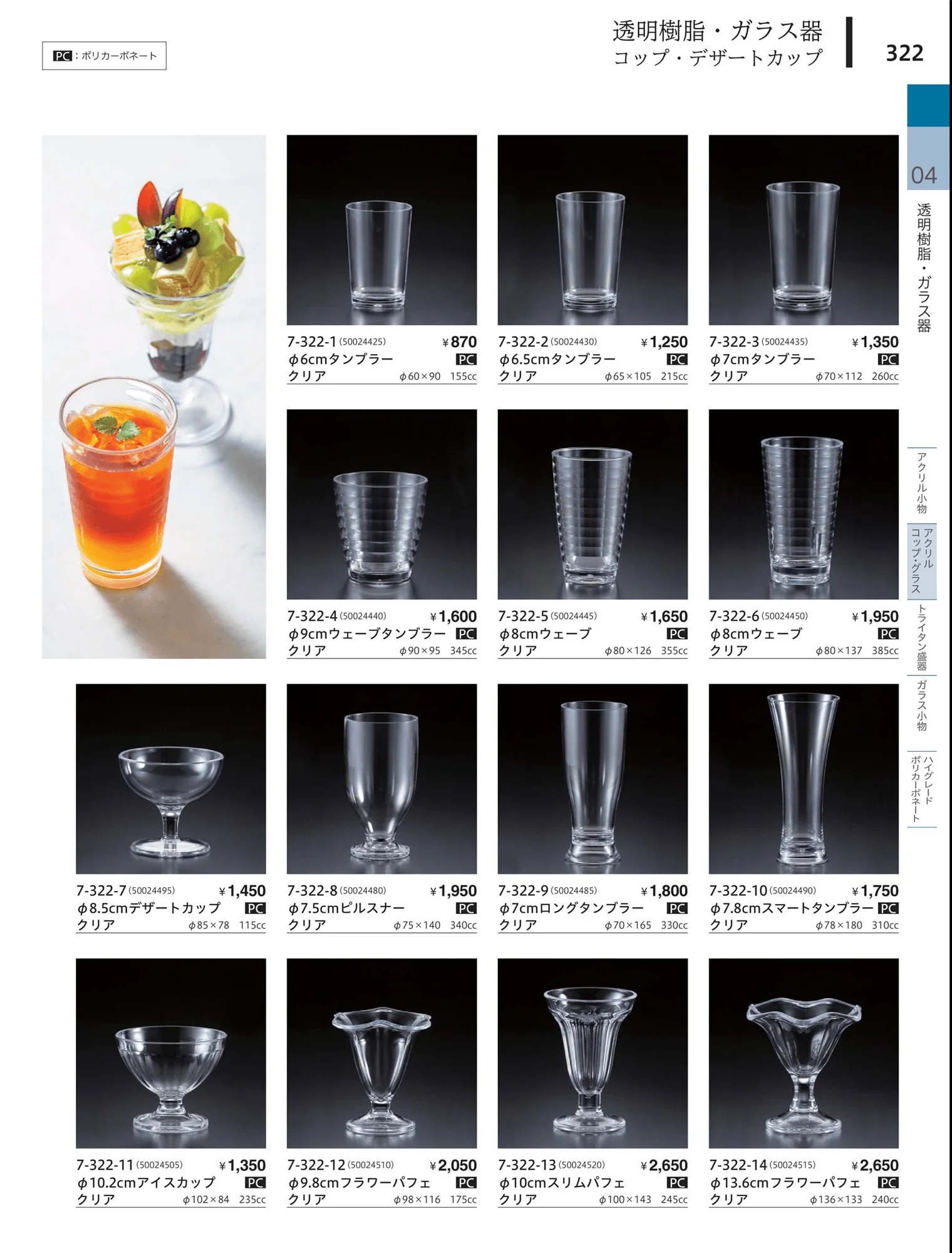 やすらぎvol.34・ページ番号322・アクリルカップ・グラス