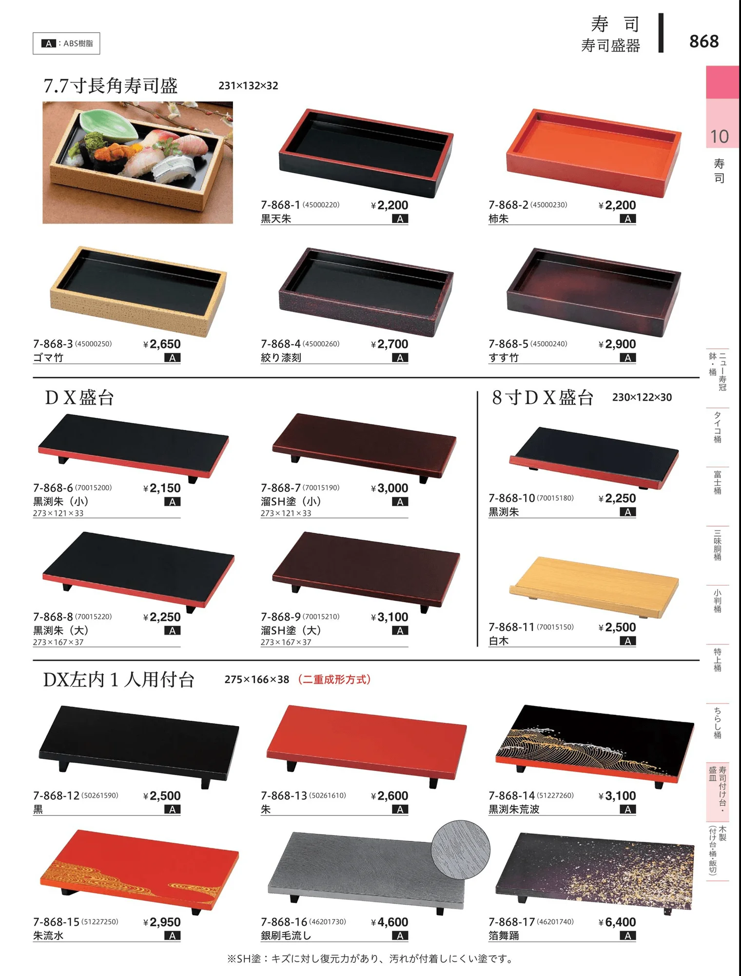 やすらぎvol.34・ページ番号868・寿司付台・盛皿