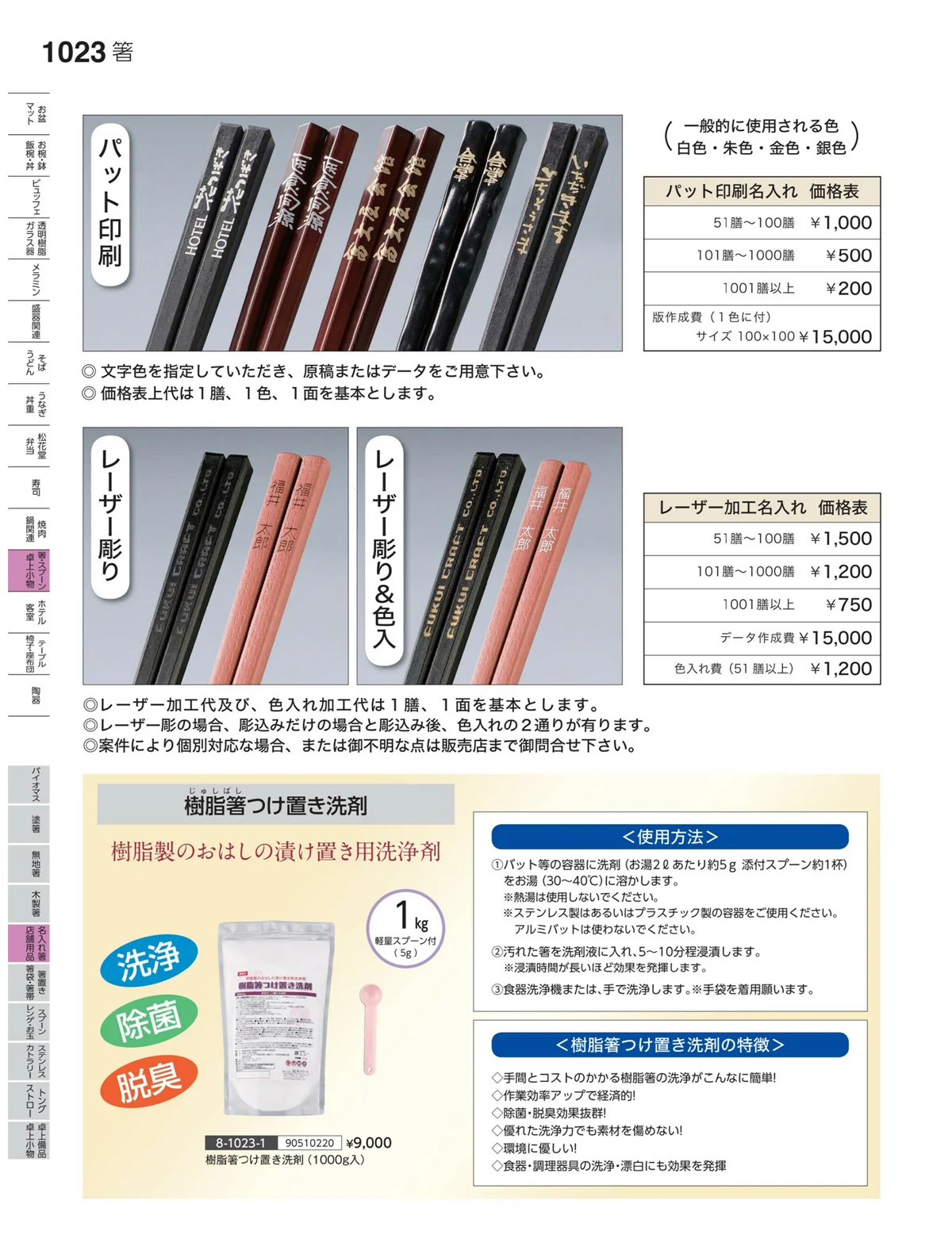 やすらぎvol.35・ページ番号1023・名入れ箸・店舗用品