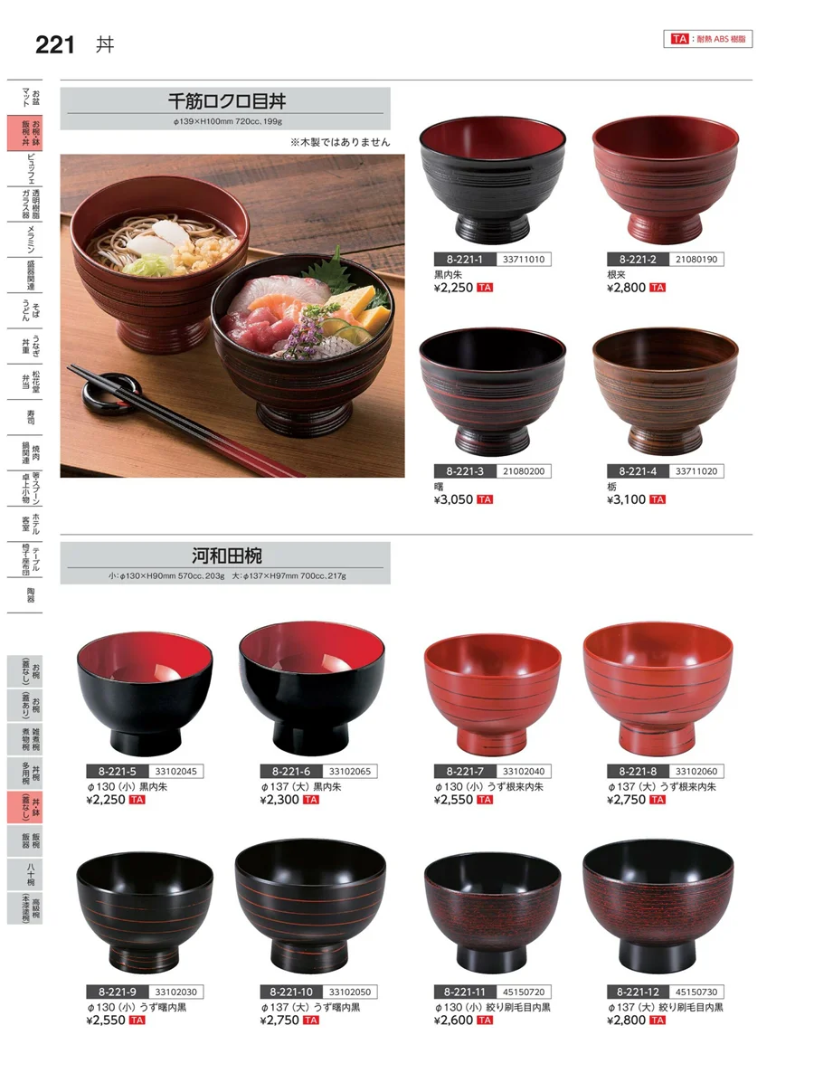 丼・鉢（蓋なし） ページ221