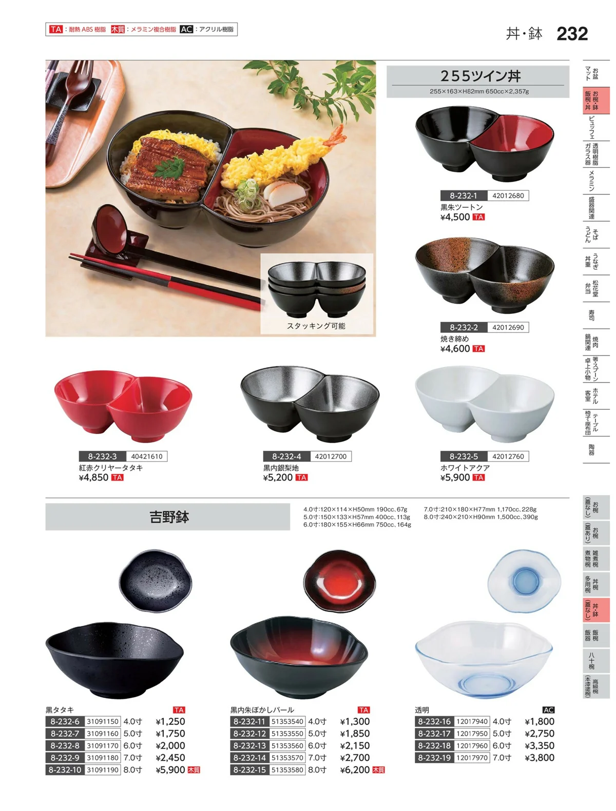 やすらぎvol.35・ページ番号232・丼・鉢（蓋なし）