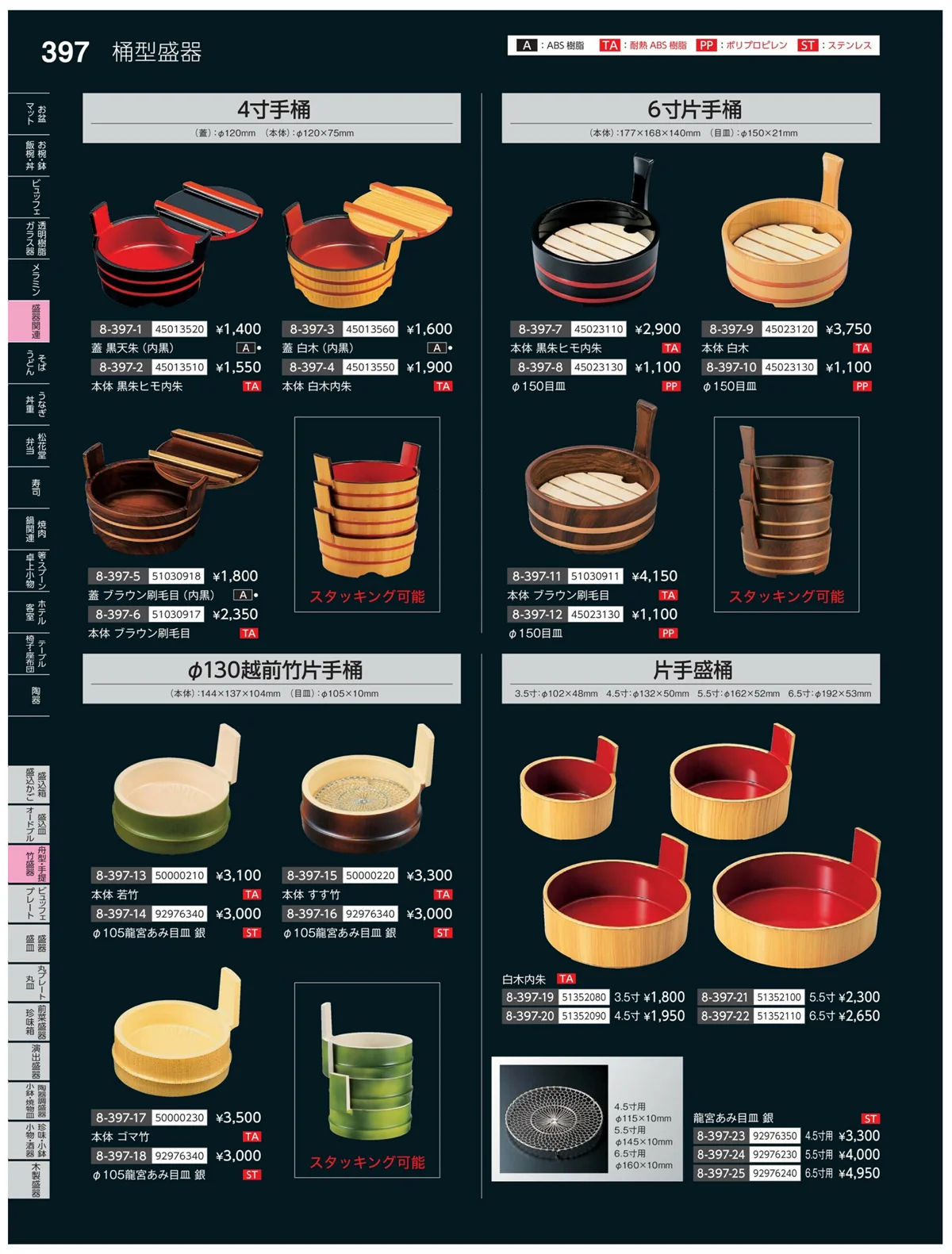 やすらぎvol.35・ページ番号397・丸皿・平鉢・竹籠盛
