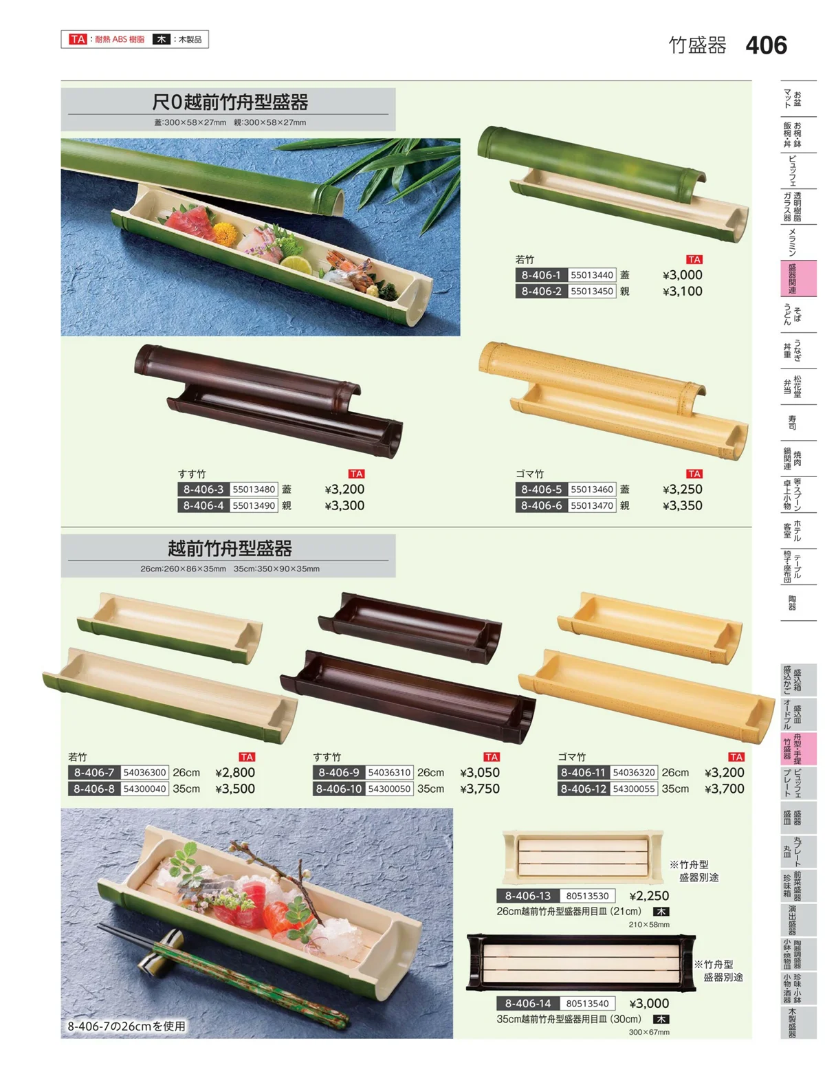 やすらぎvol.35・ページ番号406・丸皿・平鉢・竹籠盛