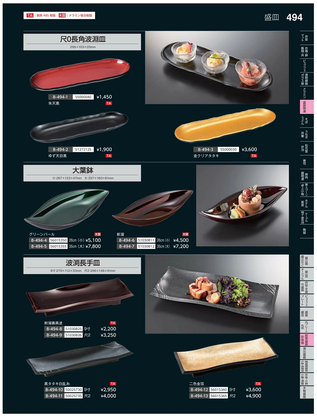 やすらぎvol.35・ページ番号494・前菜盛皿・珍味鉢