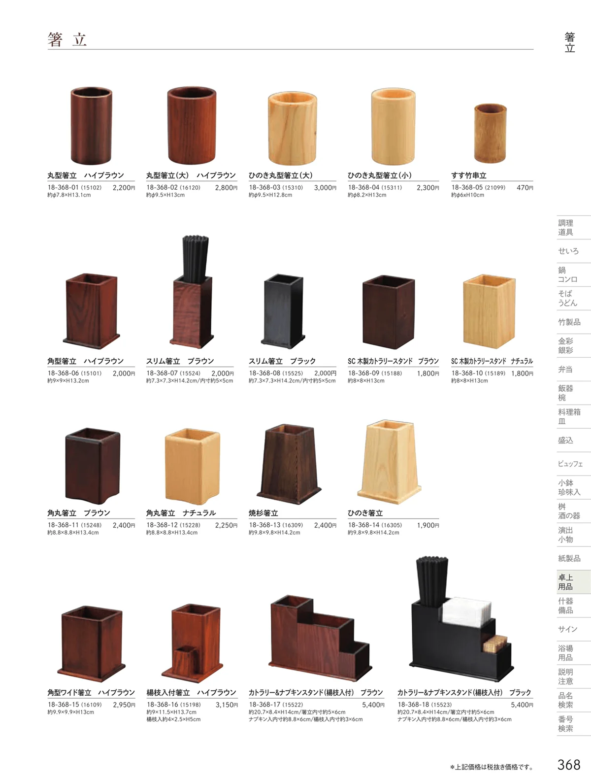 用美vol.18・ページ番号368・卓上用品アラカルト