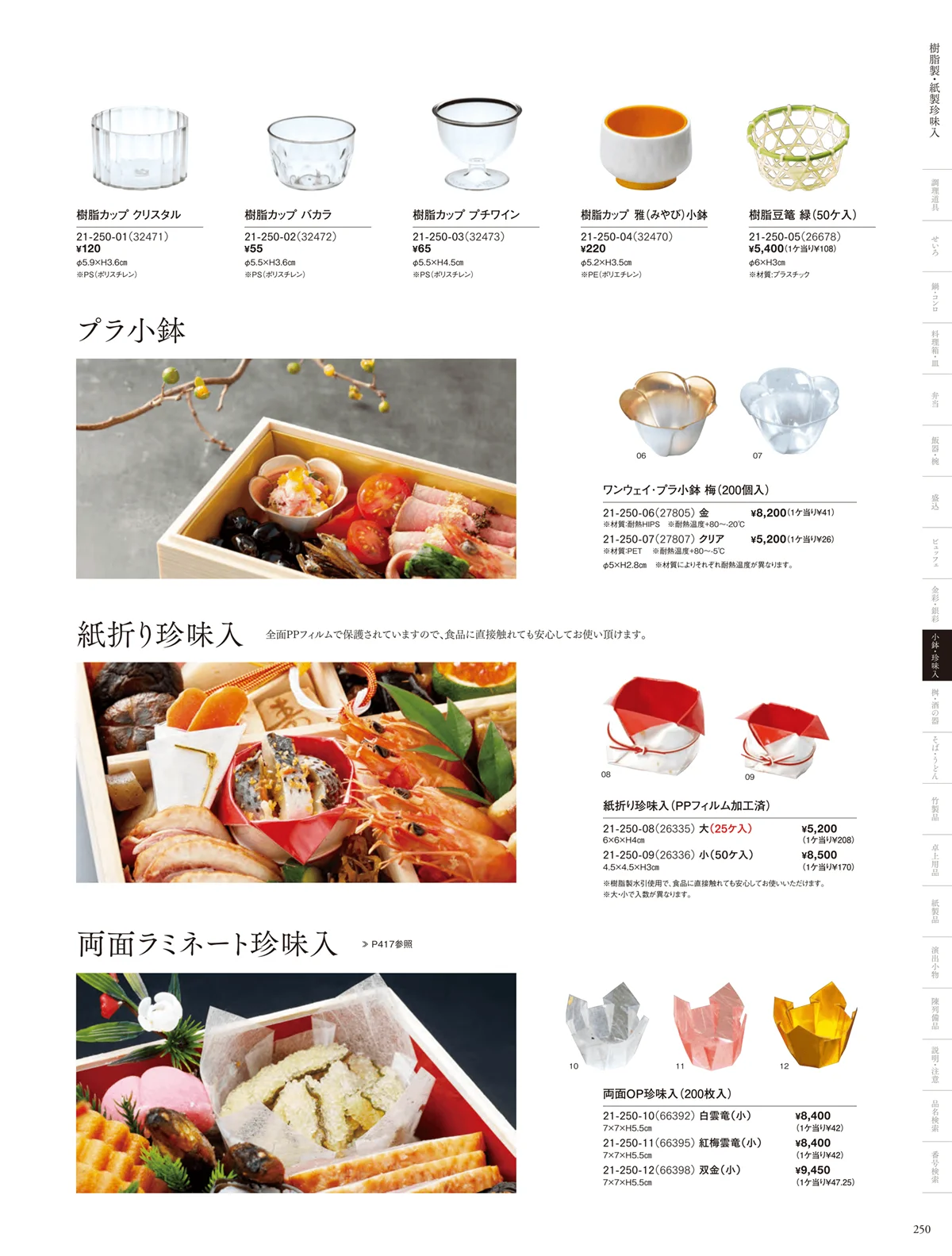 用美vol.21・ページ番号250・樹脂製珍味入